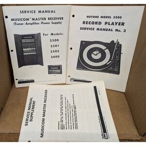 NUTONE SERVICE MANUAL FOR MUSICOM MASTER RECEIVER MODELS 2500, 2501, 2502, 2600